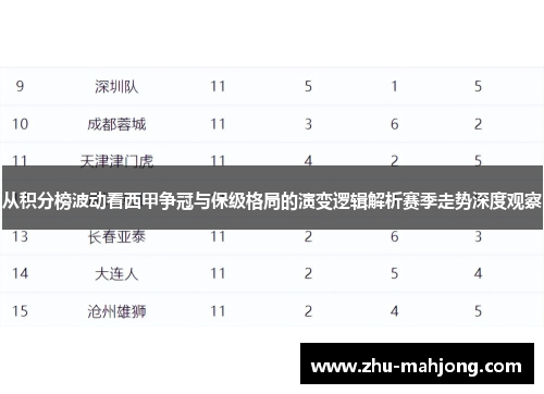 从积分榜波动看西甲争冠与保级格局的演变逻辑解析赛季走势深度观察